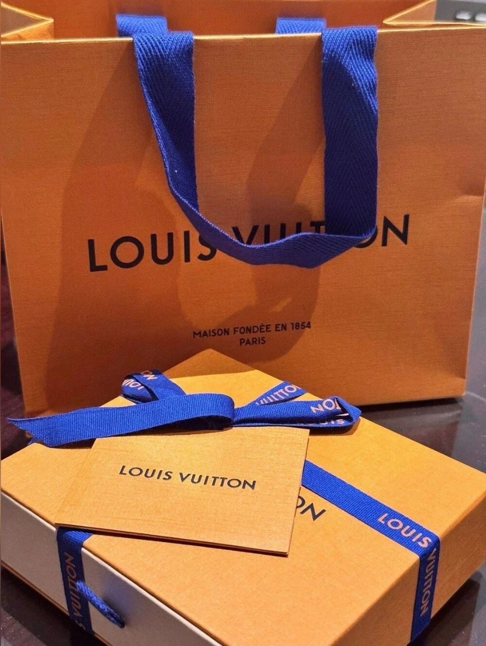 Louis Vuitton Orange Textured Bifold Card Holder Wallet